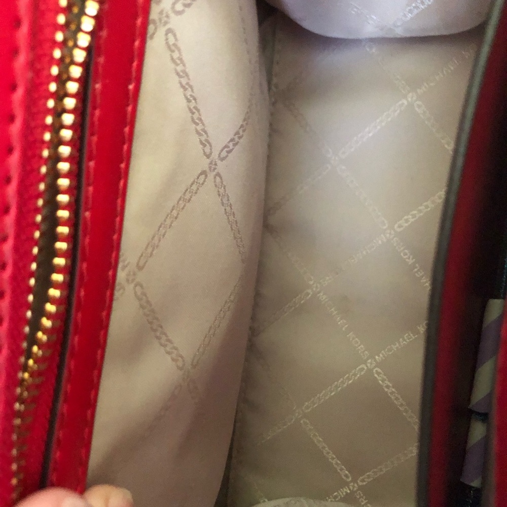 Michael Kors Red and Brown Carmen Satchel with Gold Hardware - Picture 3 of 10